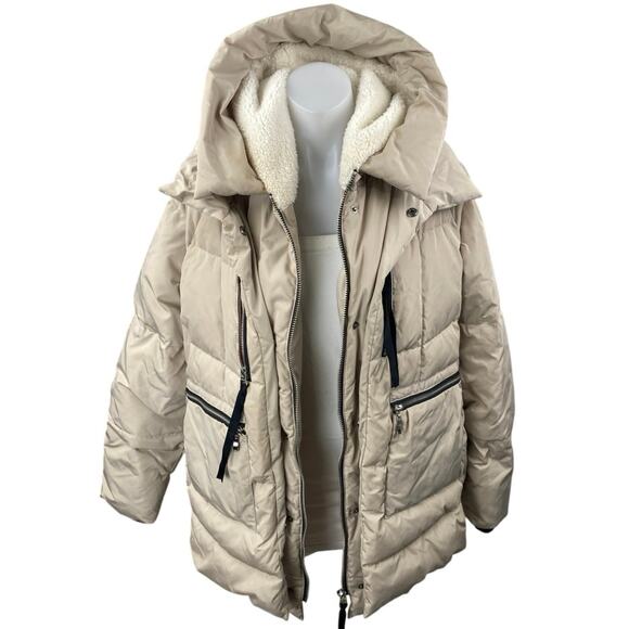 Orolay Women's Cream Full Zip Sherpa Hooded Hoodie Down Puffer Coat Jacket Sz XL - Picture 4 of 7